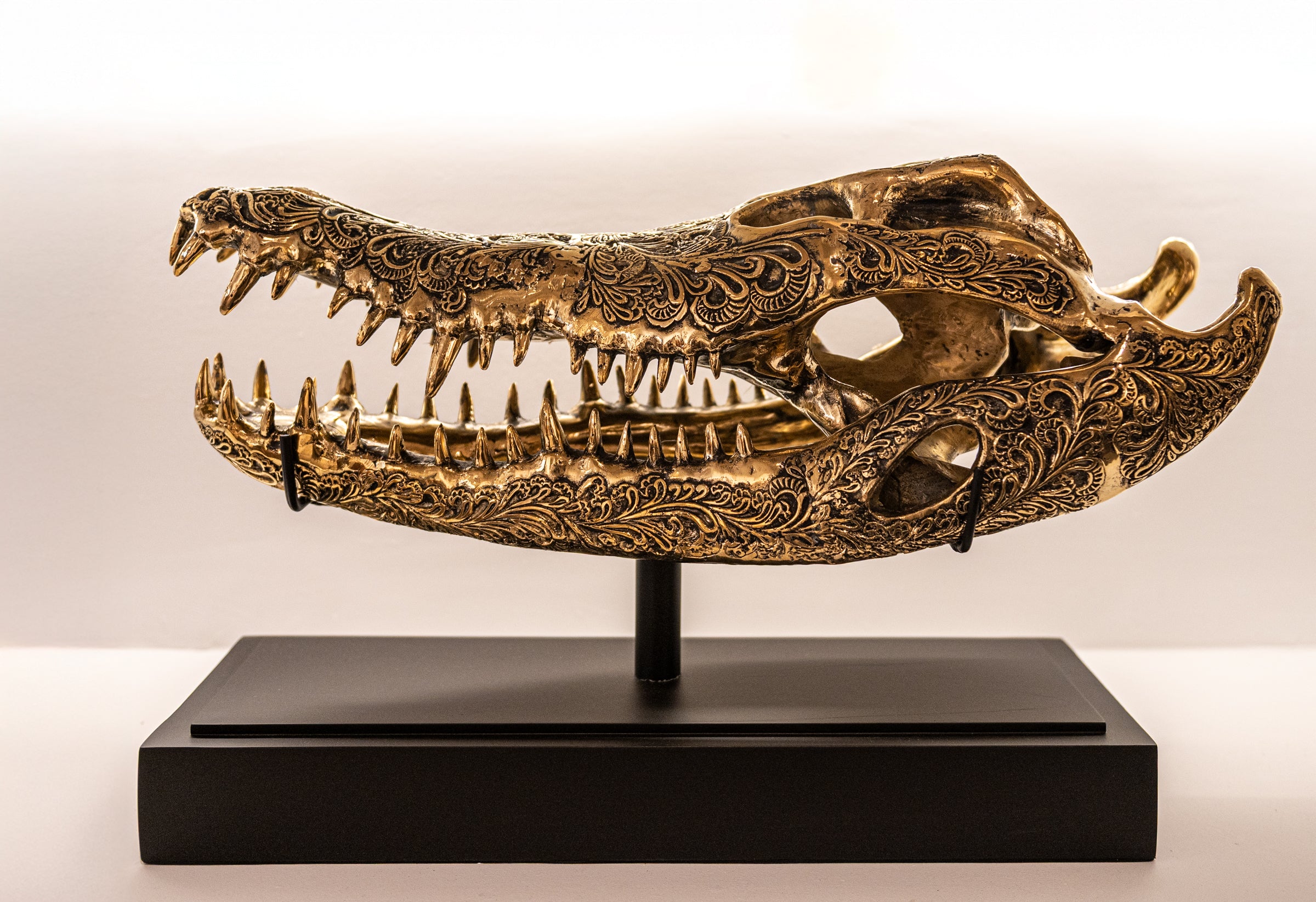 Carved Crocodile w/ stand Large