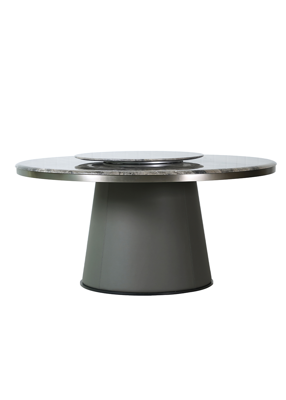 Round Naural Marble Dining Table with leather base
